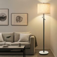 GyroVu Modern Floor Lamp, Adjustable Height Standing Lamp with Marble Base