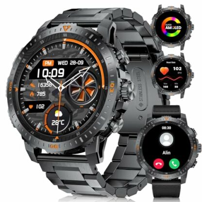 HIRREO Military Smart Watch for Men,1.43" Smart Watch for Men with 500mAH Battery,Heart Rate SpO2 Blood Pressure Tracker,Outdoor Fitness Tracker Watch for Android iOS - Image 2