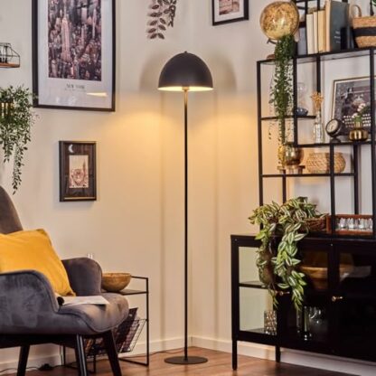 HOFSTEIN Tati Floor Lamp, Metal Floor Lamp in Anthracite, Modern Light in Retro/Vintage Design (Diameter 30 cm), Switch on Cable, Height 170 cm, E27, Living Room, Bedroom, Dining Room, Hallway, Office - Image 2