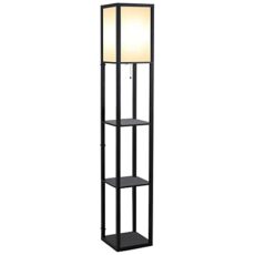 HOMCOM 3-Tier Floor Lamp, Floor Light with Storage Shelf, Reading Standing Lamp for Living Room, Bedroom, Kitchen, Dining Room, Office, Dorm, 160cm, Black