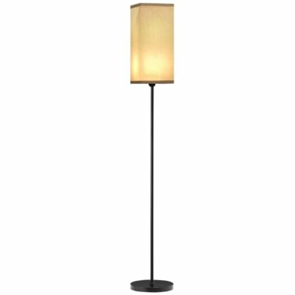 HOMCOM Floor Lamp, Modern Standing Lamp with Linen Shade, Tall Lamps for Living Room, Bedroom, with Foot Switch, Bulb not Included, Black - Image 2