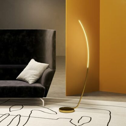 HOMCOM LED Floor Lamp with 3 Adjustable Brightness, Modern Standing Lamp with Foot Switch for Bedroom, Living Room, Gold Tone 3 HOMCOM LED Floor Lamp with 3 Adjustable Brightness, Modern Standing Lamp with Foot Switch for Bedroom, Living Room, Gold Tone - Image 3