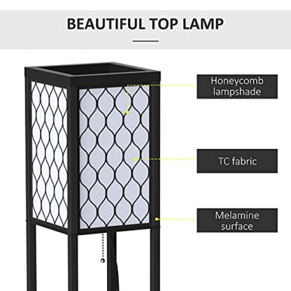 HOMCOM Modern Shelf Floor Lamp Light with 4-Tier Open Shelves Large Storage Display, for Living Room, 160cm, Bulb not Included, Black 4 HOMCOM Modern Shelf Floor Lamp Light with 4-Tier Open Shelves Large Storage Display, for Living Room, 160cm, Bulb not Included, Black - Image 4