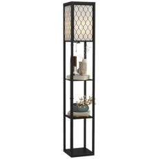 HOMCOM Modern Shelf Floor Lamp Light with 4-Tier Open Shelves Large Storage Display, for Living Room, 160cm, Bulb not Included, Black