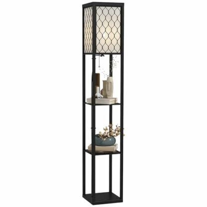 HOMCOM Modern Shelf Floor Lamp Light with 4-Tier Open Shelves Large Storage Display, for Living Room, 160cm, Bulb not Included, Black 2 HOMCOM Modern Shelf Floor Lamp Light with 4-Tier Open Shelves Large Storage Display, for Living Room, 160cm, Bulb not Included, Black - Image 2