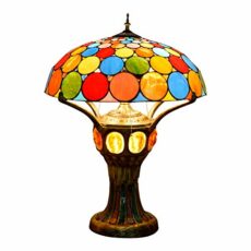 HXFFXHF Retro Style Stained Glass Table L Stained Glass Table Lamp Colored Beads Large Living Room Bedroom Desk Lamp Retro Dining Room Bar Hotel Decorative Table Lamp