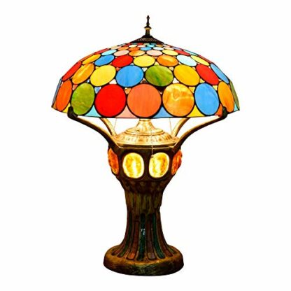 HXFFXHF Retro Style Stained Glass Table L Stained Glass Table Lamp Colored Beads Large Living Room Bedroom Desk Lamp Retro Dining Room Bar Hotel Decorative Table Lamp - Image 2