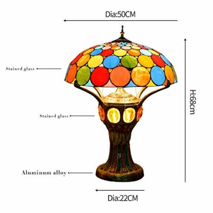 HXFFXHF Retro Style Stained Glass Table L Retro Dining Room Bar Hotel Decorative Table Lamp Colored Beads Large Living Room Bedroom Desk Lamp Stained Glass Table Lamp - Image 4