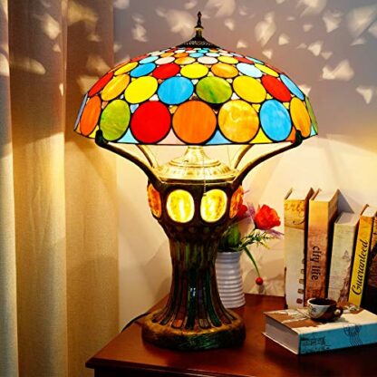 HXFFXHF Retro Style Stained Glass Table L Stained Glass Table Lamp Colored Beads Large Living Room Bedroom Desk Lamp Retro Dining Room Bar Hotel Decorative Table Lamp - Image 4