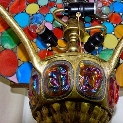 HXFFXHF Retro Style Stained Glass Table L Stained Glass Table Lamp Colored Beads Large Living Room Bedroom Desk Lamp Retro Dining Room Bar Hotel Decorative Table Lamp - Image 3