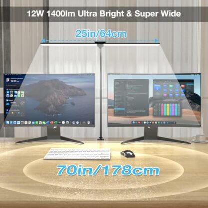 Hensam LED Desk Lamp for Office,Double Head Desk Light with Clamp,Monitor Light Bar 5 Color Modes,Table Lamp for Study - Image 3