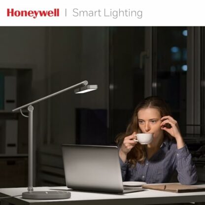 Honeywell LED Desk Lamp for Home Office - H4 Sunturalux™ Eye-Caring Desk Light, 14W Dimmable Table Lamp with 3 Color Modes, 5 Brightness Levels, Auto-Dimming, Timer, Touch Control Reading Lamp, Grey - Image 3
