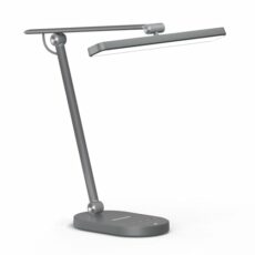 Honeywell LED Desk Lamp for Home Office - H4 Sunturalux™ Eye-Caring Desk Light, 14W Dimmable Table Lamp with 3 Color Modes, 5 Brightness Levels, Auto-Dimming, Timer, Touch Control Reading Lamp, Grey