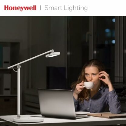 Honeywell LED Desk Lamp for Home Office - H4 Sunturalux™ Eye-Caring Desk Light, 14W Dimmable Table Lamp with 3 Color Modes, 5 Brightness Levels, Auto-Dimming, Timer, Touch Control Reading Lamp, White - Image 3