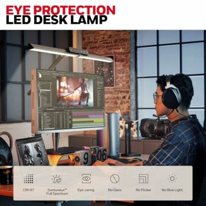 Honeywell LED Desk Lamp with Clamp - HJ1 Sunturalux Eye-Caring Clip on Lights for Home Office, 1200LM Clamp Lamp 4 Color Modes Stepless Dimming Task Desk Light with Timer Function for Working - Image 4