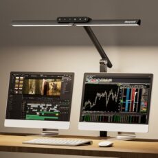 Honeywell LED Desk Lamp with Clamp - HJ1 Sunturalux Eye-Caring Clip on Lights for Home Office, 1200LM Clamp Lamp 4 Color Modes Stepless Dimming Task Desk Light with Timer Function for Working