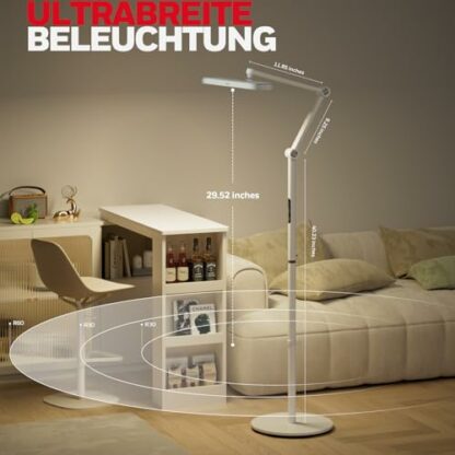 Honeywell LED Floor Lamp Modern - 05D01 Sunturalux™ Dimmable Standing Lamp, Eye Caring Standing Light with 28W 1500LM Bright Natural Daylight Reading Floor Lamps for Living Room Home Office (White) 4 Honeywell LED Floor Lamp Modern - 05D01 Sunturalux™ Dimmable Standing Lamp, Eye Caring Standing Light with 28W 1500LM Bright Natural Daylight Reading Floor Lamps for Living Room Home Office (White) - Image 4
