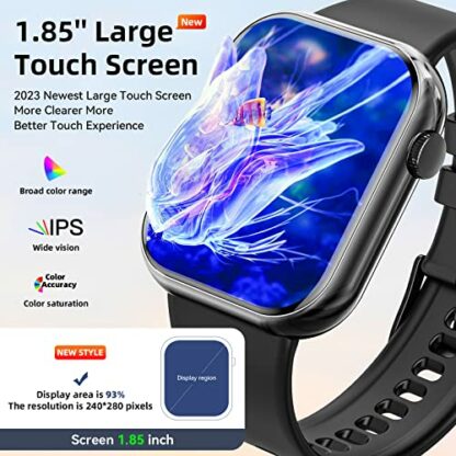 Hwagol Smart Watch (Answer/Make Calls), 1.85" Fitness Tracker, Smartwatch Heart Rate/Sleep Monitor/Pedometer/Calories, 140+ Sports Modes, Waterproof Women's Men's Fitness Watch for Android iOS - Image 3