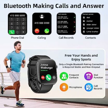 Hwagol Smart Watch (Answer/Make Calls), 1.85" Fitness Tracker, Smartwatch Heart Rate/Sleep Monitor/Pedometer/Calories, 140+ Sports Modes, Waterproof Women's Men's Fitness Watch for Android iOS - Image 4
