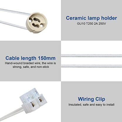 ILEEDear GU10 Lamp Holder 0.75mm² for LED and halogen, GU10 socket made of ceramic with quality silicone cable, pack of 8 - Image 3