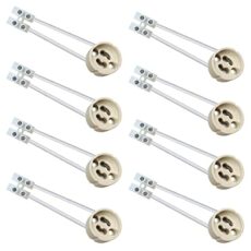 ILEEDear GU10 Lamp Holder 0.75mm² for LED and halogen, GU10 socket made of ceramic with quality silicone cable, pack of 8