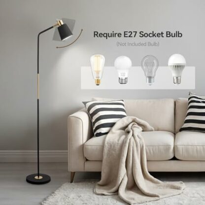 INMOZATA Floor Lamp, Modern Floor Lamps Retro Arch Standing Lamp, Adjustable Head Reading Floor Lamps for Living Room, Bedroom, E27 Socket - Image 3