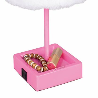 Inno Casa Table Lamp, Unicorn Plush Shade Desk Lamp with 2 USB Charging Ports and 1 Power Outlet, for Bedroom, Reading Room & Living Room for Kids - Image 3