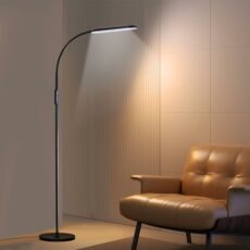 KOOSREEL LED Floor Lamp, 12W Reading Standing Lamps with 5 Color Temperature & 5 Brightness Levels, Dimmable Floor Lamp with Touch Control for Living Room, Bedroom,Gooseneck Height Adjustable