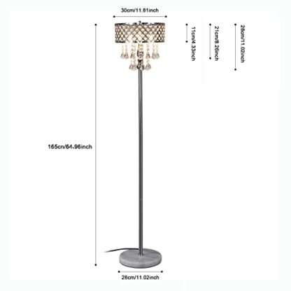 KU300256 Mini European Crystal Floor Lamp for Living Room Bedroom Office Chrome Finish 3 Lights - Image 3