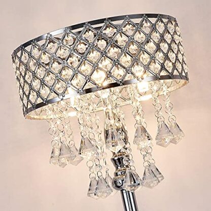KU300256 Mini European Crystal Floor Lamp for Living Room Bedroom Office Chrome Finish 3 Lights - Image 4