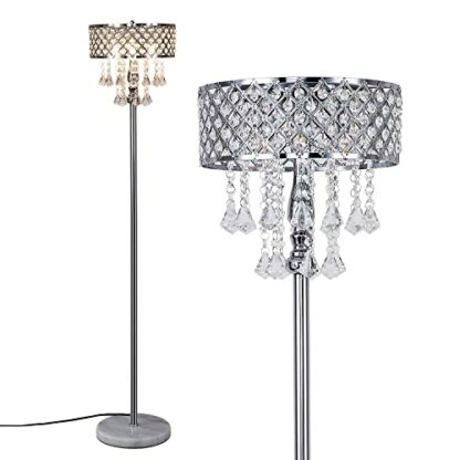 KU300256 Mini European Crystal Floor Lamp for Living Room Bedroom Office Chrome Finish 3 Lights - Image 2