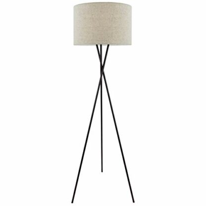Kira Home Sadie 60" Modern Tripod LED Floor Lamp + 9W Bulb (Energy Efficient/Eco-Friendly), Honey Beige Drum Shade, Oil Rubbed Bronze Finish 2 Kira Home Sadie 60" Modern Tripod LED Floor Lamp + 9W Bulb (Energy Efficient/Eco-Friendly), Honey Beige Drum Shade, Oil Rubbed Bronze Finish - Image 2
