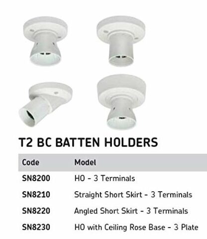 Knightsbridge SN8230T2 HO BC Batten Holder with Ceiling Rose Base ,White,3-Plate - Image 3