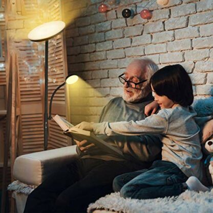 LED Floor Lamp - Torchiere Floor Lamp with Adjustable Reading Lamp - Image 3