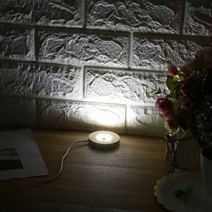 LED Light Base Acrylic Lamp Holder for Creative Night Light Round Shape Wooden Piece Resin Art Craft - Image 4