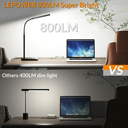 LEPOWER LED Desk Lamp, 800LM for Home Office, 12W Reading, Eye-Caring Desk Light, Touch Table Lamp, Gooseneck Lamp, 50 Lighting Modes, Bright Desk Lamps for Bedroom, Study Room - Image 4