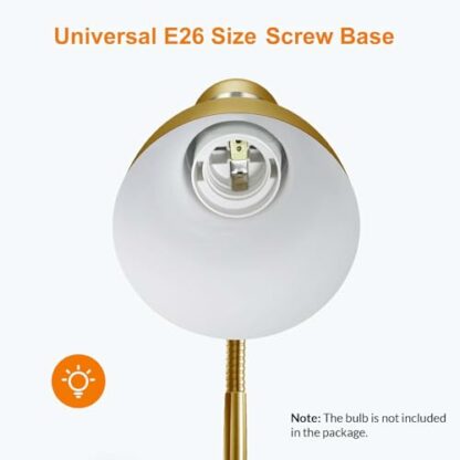 LEPOWER Metal Desk Lamp, Adjustable Goose Neck Table Lamp, Eye-Caring Study Desk Lamps for Bedroom, Study Room and Office (Gold) - Image 4