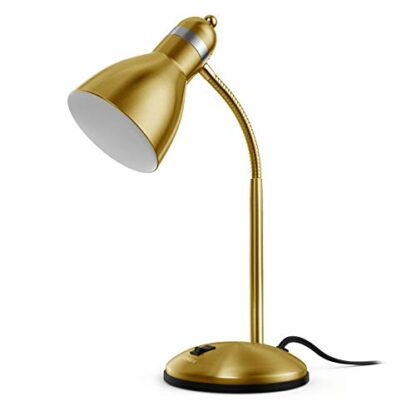 LEPOWER Metal Desk Lamp, Adjustable Goose Neck Table Lamp, Eye-Caring Study Desk Lamps for Bedroom, Study Room and Office (Gold) - Image 2