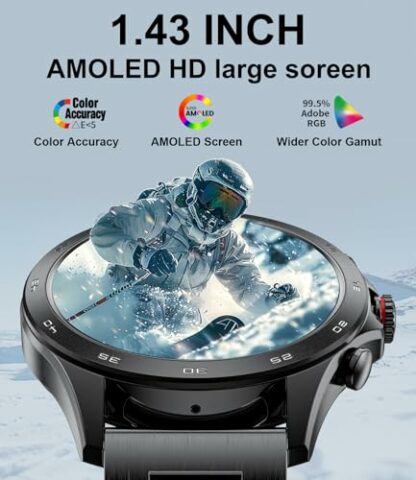 LIGE 1.43'' AMOLED Smart Watch for Men,Smartwatch for iOS Android with Dial Answer Calls Voice Assistant,Heart Rate Blood Oxygen Sleep Monitor,100+ Sports Modes IP68 Waterproof Fitness Tracker Watch - Image 3