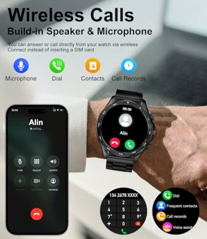 LIGE 1.43'' AMOLED Smart Watch for Men,Smartwatch for iOS Android with Dial Answer Calls Voice Assistant,Heart Rate Blood Oxygen Sleep Monitor,100+ Sports Modes IP68 Waterproof Fitness Tracker Watch - Image 4