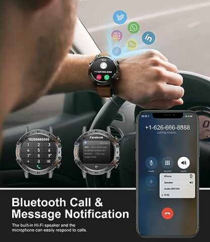 LIGE Military Smart Watch Men Answer/Make Calls,1.39" HD 400mAh Long Battary Fitness Tracker 100+Sports Modes Heart Rate Sleep Monitor, Outdoor Waterproof 2 Straps Smart Watch for Android IOS - Image 3