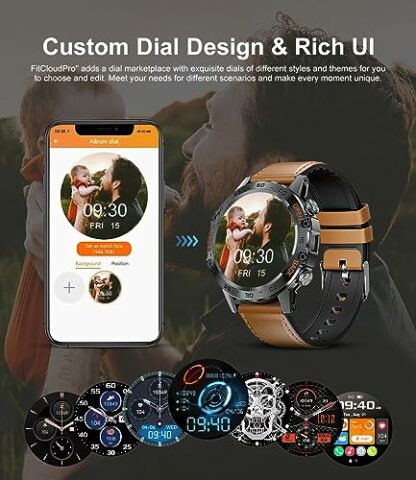 LIGE Military Smart Watch Men Answer/Make Calls,1.39" HD 400mAh Long Battary Fitness Tracker 100+Sports Modes Heart Rate Sleep Monitor, Outdoor Waterproof 2 Straps Smart Watch for Android IOS - Image 4