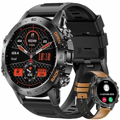 LIGE Military Smart Watch Men Answer/Make Calls,1.39" HD 400mAh Long Battary Fitness Tracker 100+Sports Modes Heart Rate Sleep Monitor, Outdoor Waterproof 2 Straps Smart Watch for Android IOS - Image 2