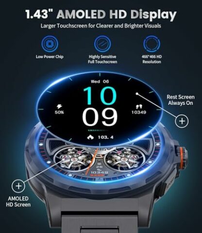 LIGE Military Smart Watch for Men,1.43" HD AMOLED Rugged Smartwatch(Answer/Make Call) for Android iOS - Image 3