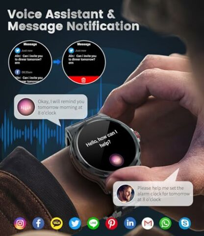 LIGE Military Smart Watch for Men,1.43" HD AMOLED Rugged Smartwatch(Answer/Make Call) for Android iOS - Image 4