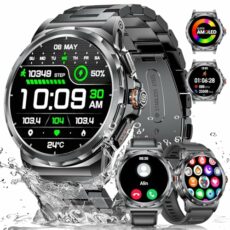 LIGE Military Smart Watch for Men,1.43" HD AMOLED Rugged Smartwatch(Answer/Make Call) for Android iOS