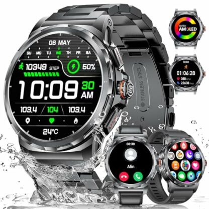 LIGE Military Smart Watch for Men,1.43" HD AMOLED Rugged Smartwatch(Answer/Make Call) for Android iOS - Image 2