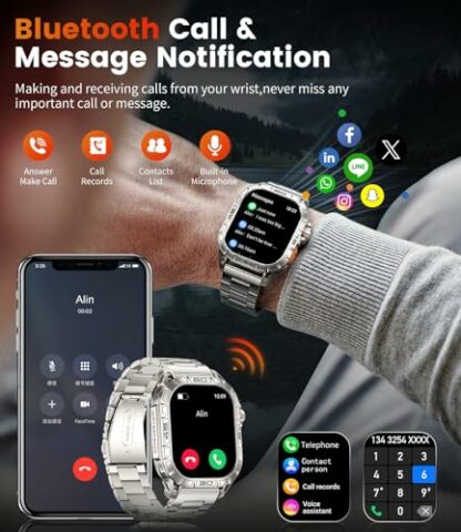 LIGE Military Smart Watch for Men,1.96" Big AMOLED Rugged Smartwatch(Answer/Make Call) for Android iOS - Image 4