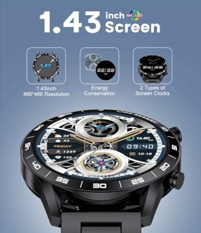 LIGE Smart Watch for Men with 1.43 AMOLED Display, 2 Straps, Answer/Make Call, Fitness Watch 100+ Sports Modes, Heart Rate/SpO2/Sleep Monitor Smartwatch for Android iOS Phones 3 LIGE Smart Watch for Men with 1.43 AMOLED Display, 2 Straps, Answer/Make Call, Fitness Watch 100+ Sports Modes, Heart Rate/SpO2/Sleep Monitor Smartwatch for Android iOS Phones - Image 3