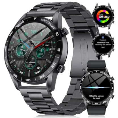 LIGE Smart Watch for Men with 1.43 AMOLED Display, 2 Straps, Answer/Make Call, Fitness Watch 100+ Sports Modes, Heart Rate/SpO2/Sleep Monitor Smartwatch for Android iOS Phones 2 LIGE Smart Watch for Men with 1.43 AMOLED Display, 2 Straps, Answer/Make Call, Fitness Watch 100+ Sports Modes, Heart Rate/SpO2/Sleep Monitor Smartwatch for Android iOS Phones - Image 2